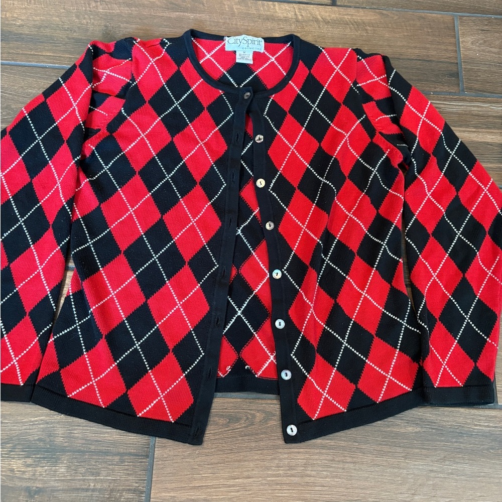 Spirit Red and Black Argyle Sweater